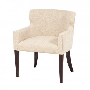 fully upholstered tub dining chair with exposed legs