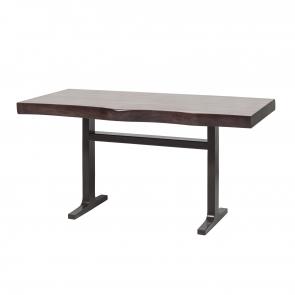 Walnut dining table with iron base hotel furniture