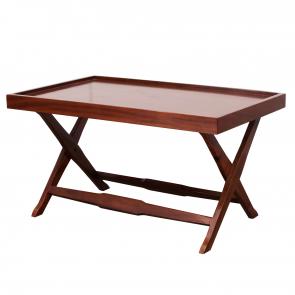 Hardwood frame cocktail table with tray