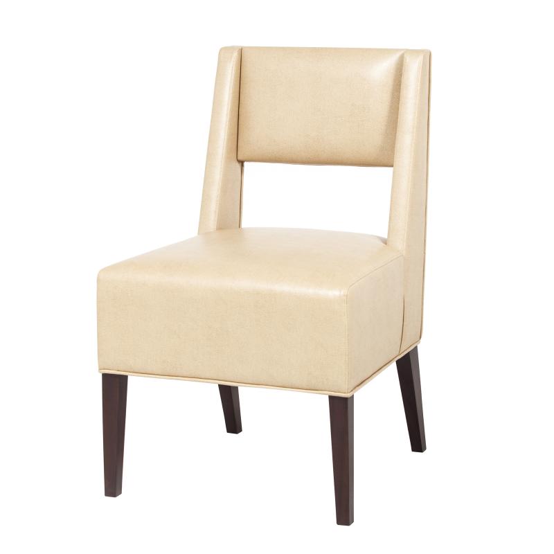 Mahogany frame dining chair with upholstered seat and back