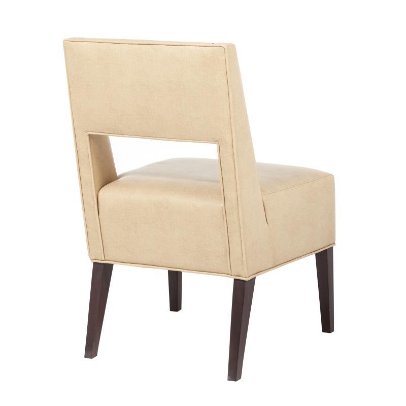 mahogany frame dining chair with upholstered seat and open back