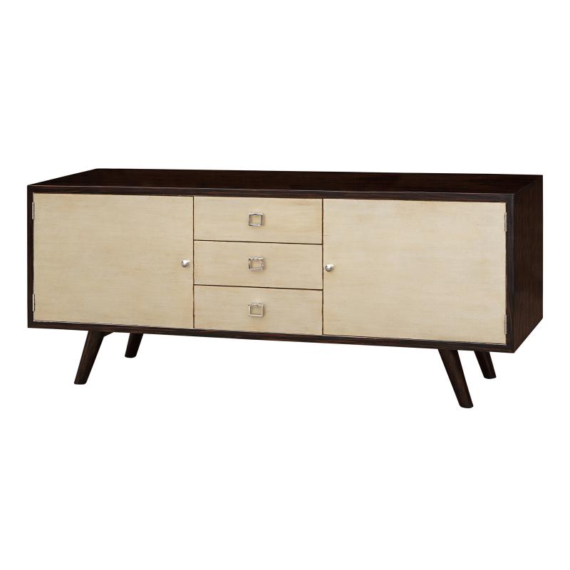 Wood midcentury media chest front