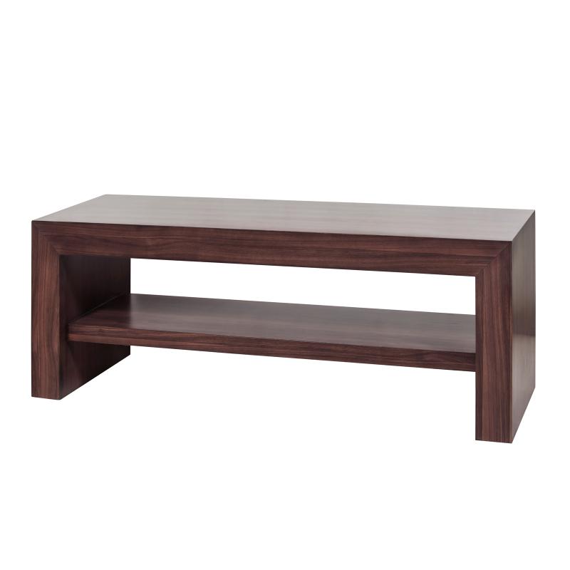 Coffee table walnut wood with shelf hotel furniture