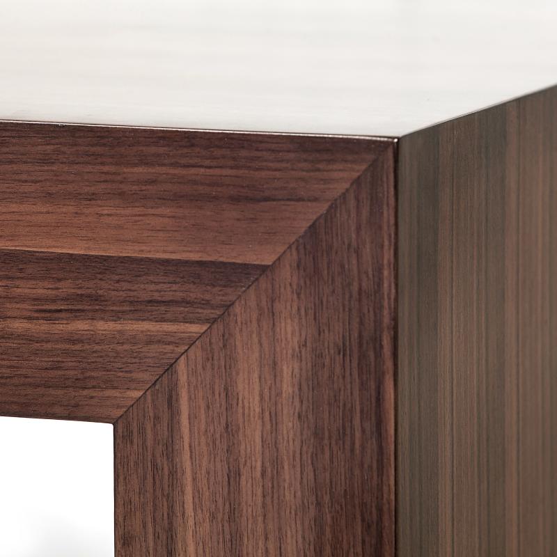 Coffee table walnut wood with shelf detail hotel furniture