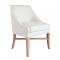 White upholstered wood frame dining chair with cerused oak legs