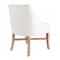 White upholstered wood frame dining chair with cerused oak legs back view
