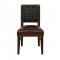 dark mahogany dining chair, woven back and upholstered seat
