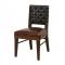 mahogany frame dining chair with upholstered seat and woven back