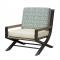 teak frame lounge chair with upholstered seat and cushions
