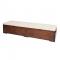 brown mahogany double wood bench with upholstered cushion