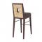 mahogany bar stool with exposed wood and brass back